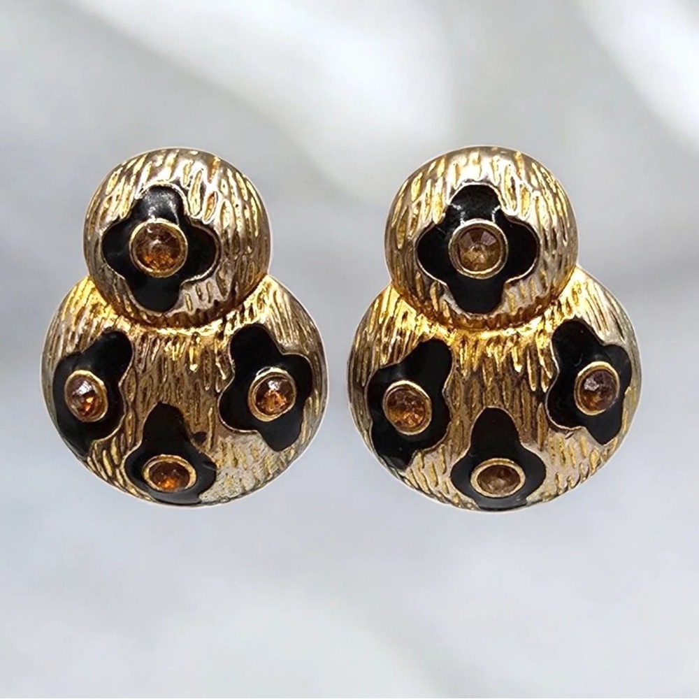 Elegant Gold and Black Earrings
